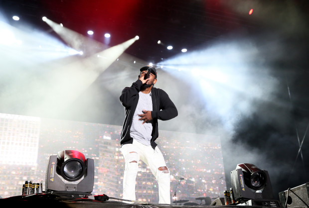 SAN FRANCISCO, CA - AUGUST 08:  Rapper Kendrick Lamar performs at the Twin Peaks Stage during day 2 of the 2015 Outside Lands Music And Arts Festival at Golden Gate Park on August 8, 2015 in San Francisco, California.  (Photo by FilmMagic/FilmMagic)