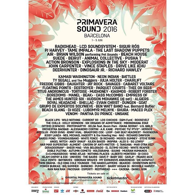 #PrimaveraSound #lineup is finally unveiled!!! #cantwait #ps16 #boom