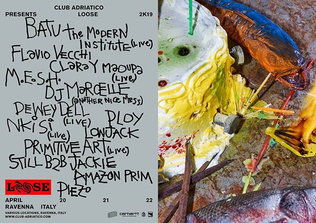 @club_adriatico presents #LOOSE2k19: three days of #techno, bass music, #reggaeton, #clubbing and experimental music in #Ravenna, from Saturday 20th to Monday 22nd April with @batu_timedance, M.E.S.H. @hesaitix, @nkisiii and many other acts